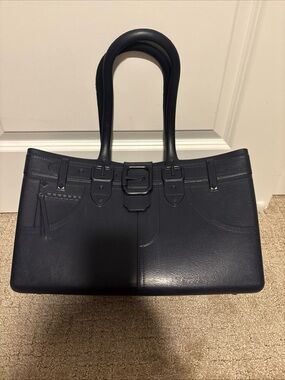 Great Bag Co Tote Robert Verdi Purse Handbag Fashion Flex Rubber Blue Jean